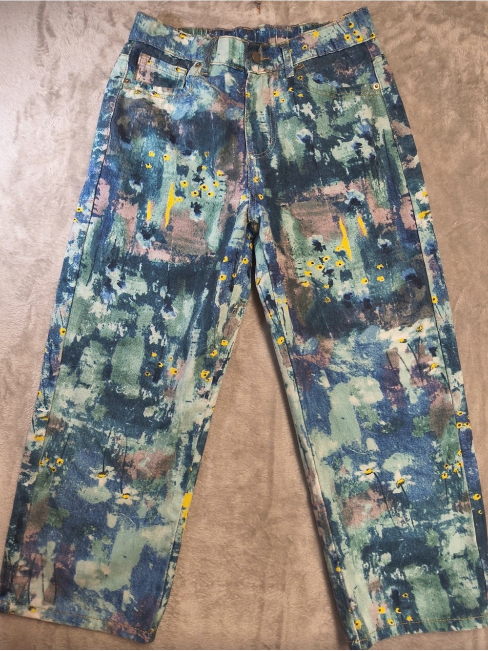 Oli & Hali  Painter-Print Blue & Green women’s  Denim with yellow accents